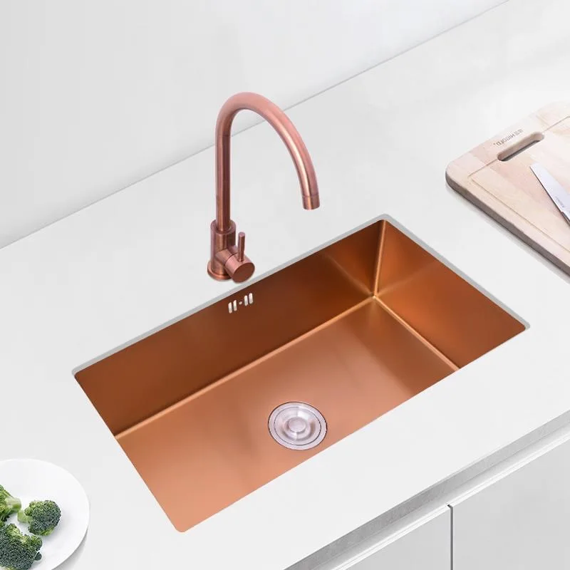 Rose Gold Stainless Steel Rectangular Single-Bowl Kitchen Sink