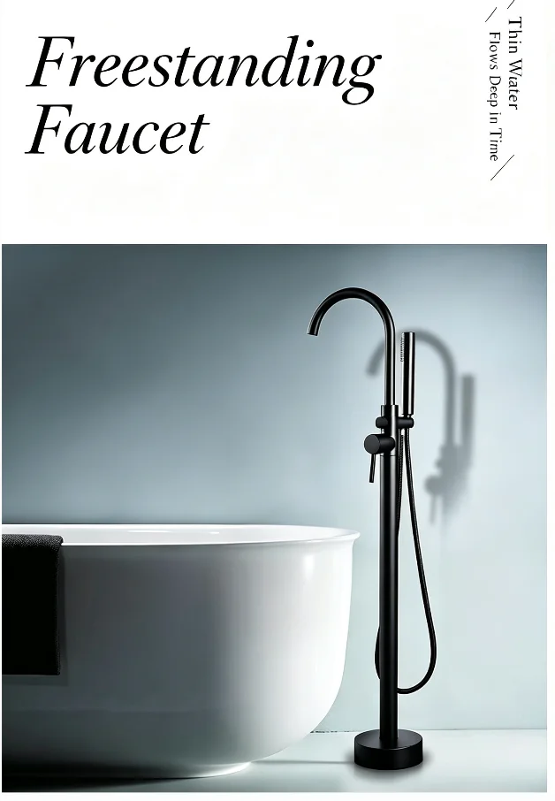 Freestanding High-Arc Tub Filler with Hand Shower