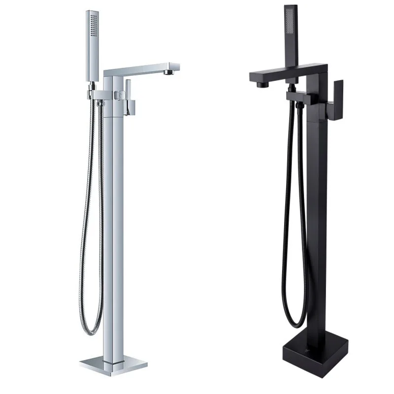 Modern Brass Single-Handle Freestanding Bathtub Faucet Polished