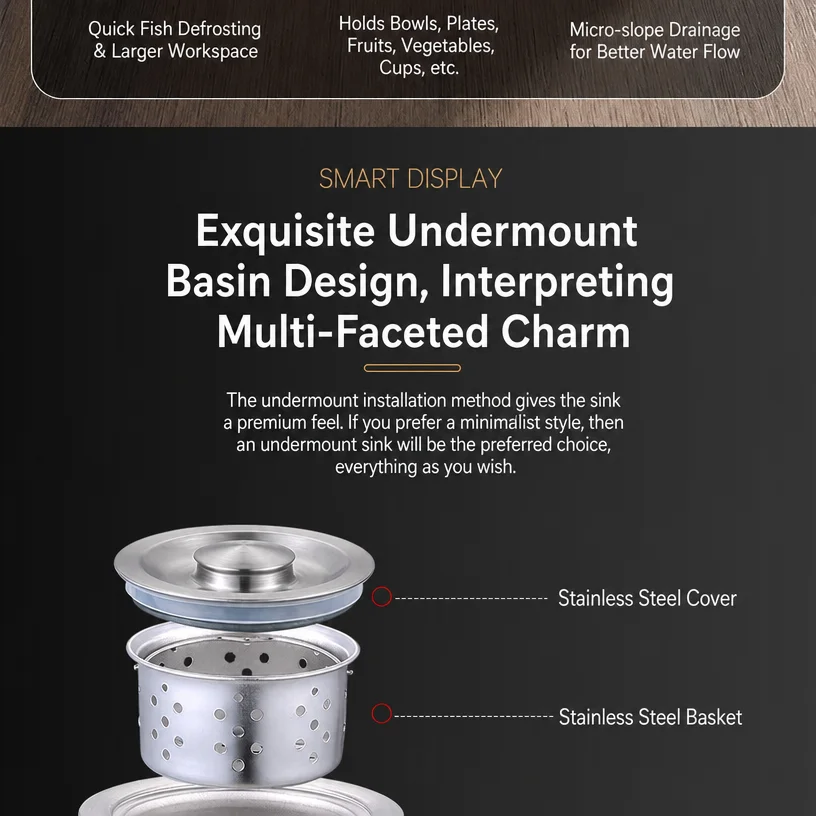 Modern Stainless Steel Undermount Single-Bowl Kitchen Sink Handmade