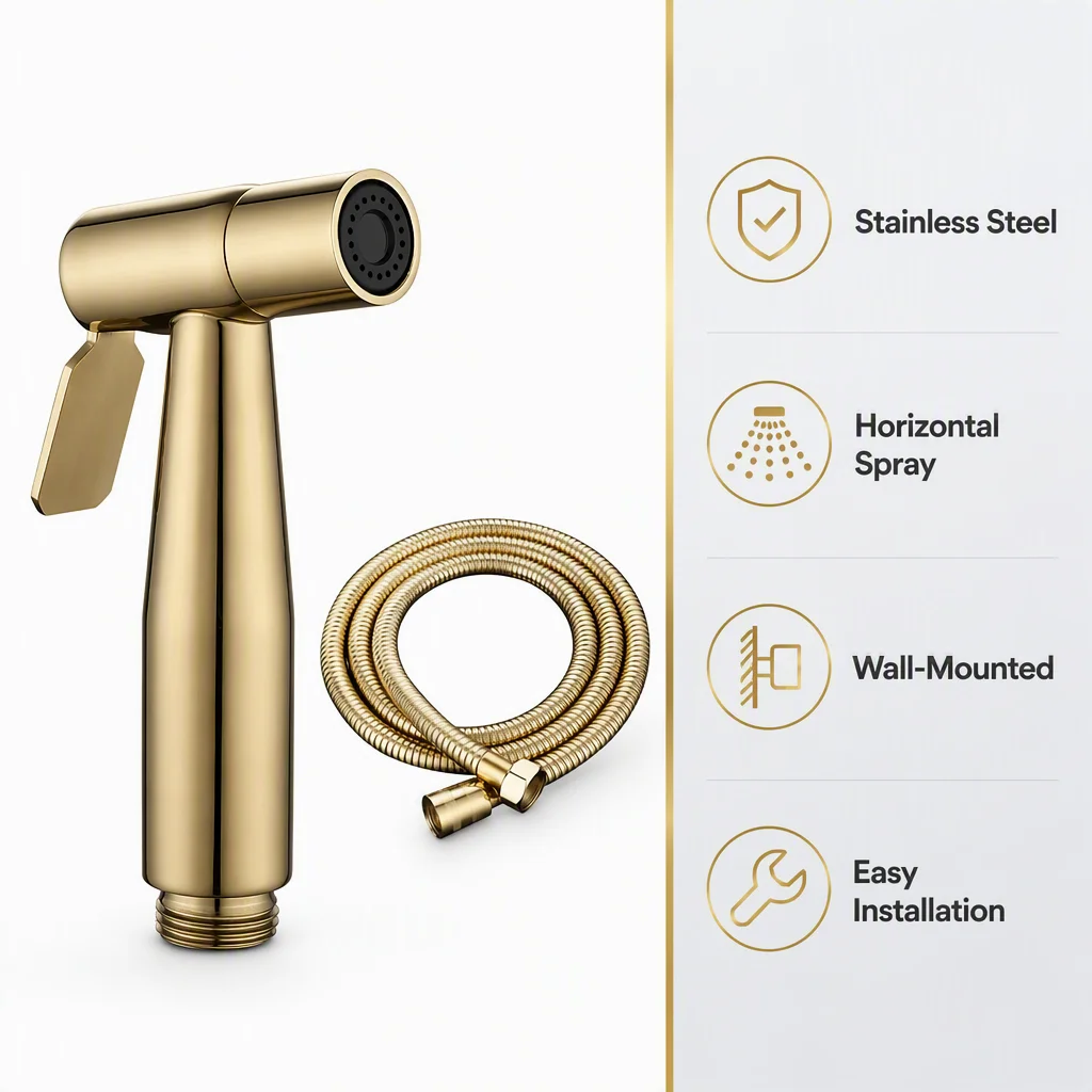 Modern Stainless Steel Wall-Mounted Handheld Bidet Sprayer Round