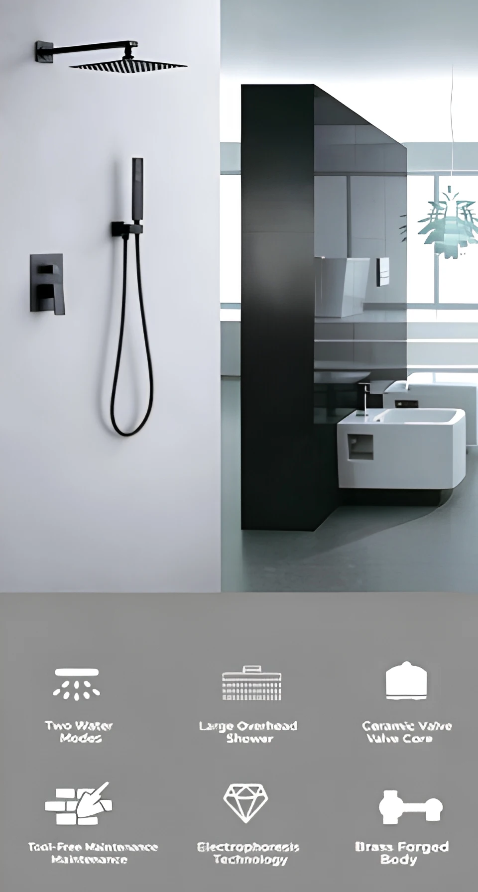 Concealed Square Rain Shower Set