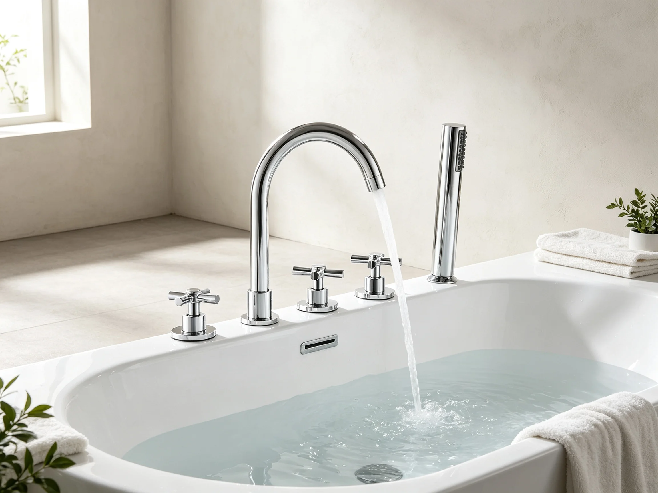 Matte Black Brass Freestanding Bathtub Faucet