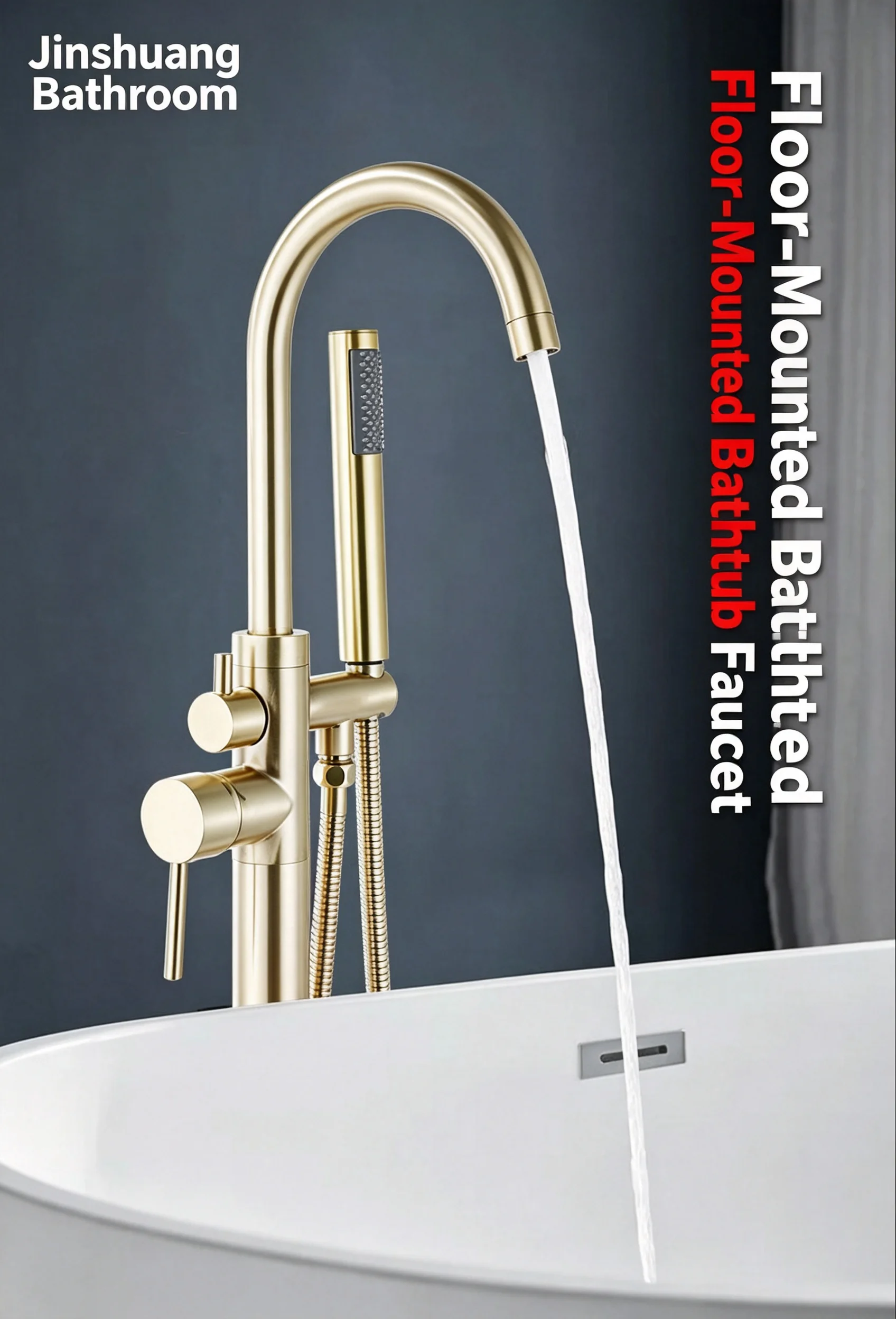 Chrome Brass Single-Handle Freestanding Bathtub Faucet
