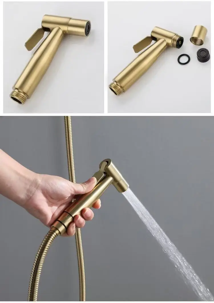 Modern Stainless Steel Wall-Mounted Handheld Bidet Sprayer Round