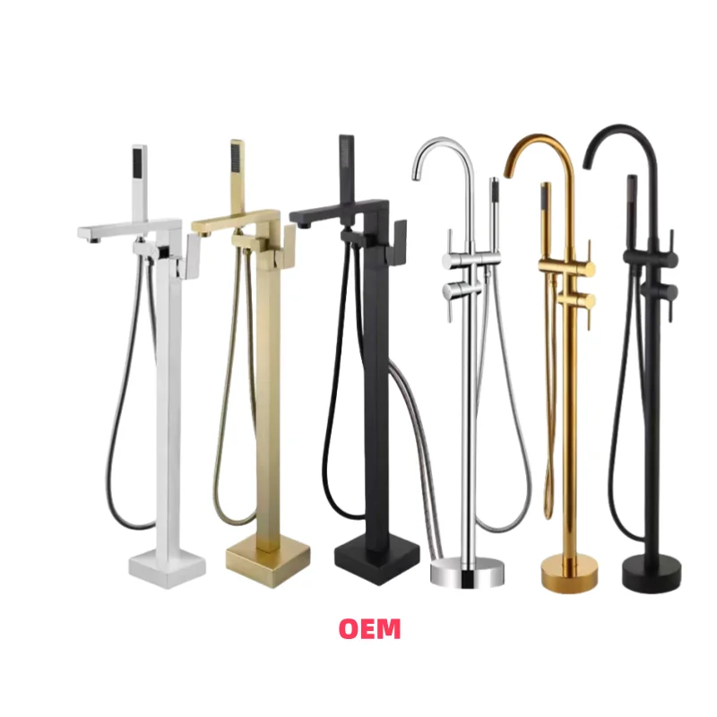 Brass Dual-Handle Freestanding Bathtub Faucet