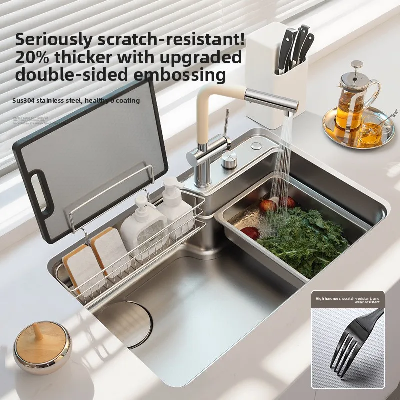 Rectangular Workstation Kitchen Sink with Cover
