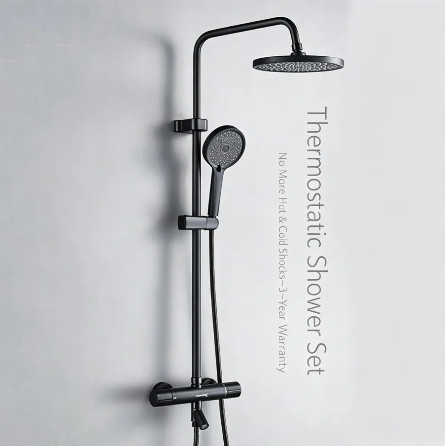Exposed Round Rain Shower Set with Hand Shower