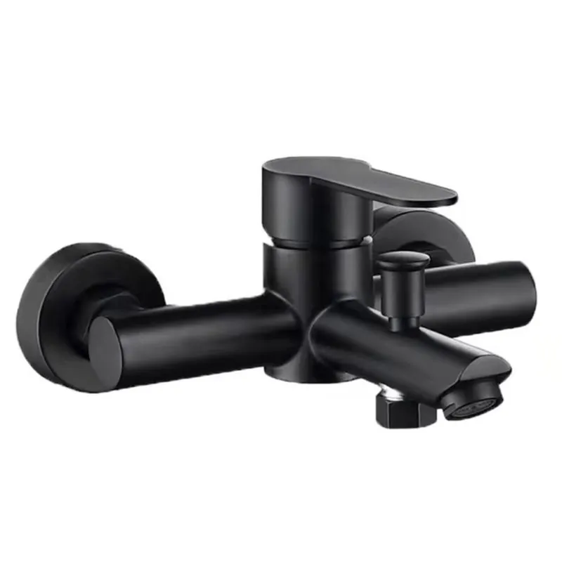 Matte Black Stainless Steel Single-Handle Wall-Mounted Tub Filler