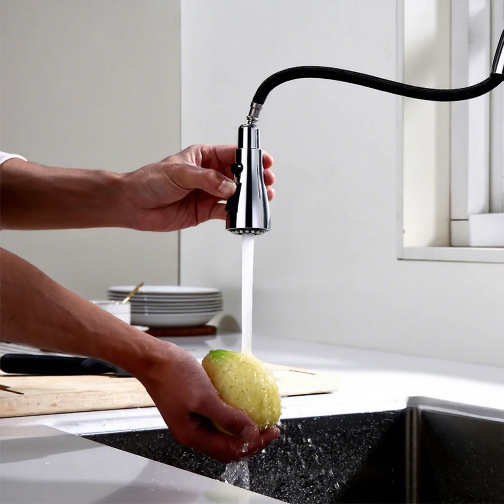 Modern Chrome Brass Deck-Mounted Pull-Down Kitchen Faucet Single-Handle