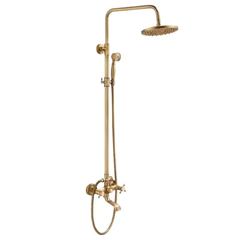 Antique Copper Wall-Mounted Shower System Brushed