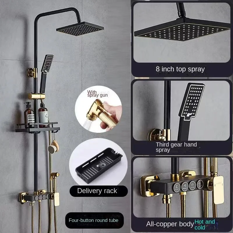 Brass Wall-Mounted Shower System Square