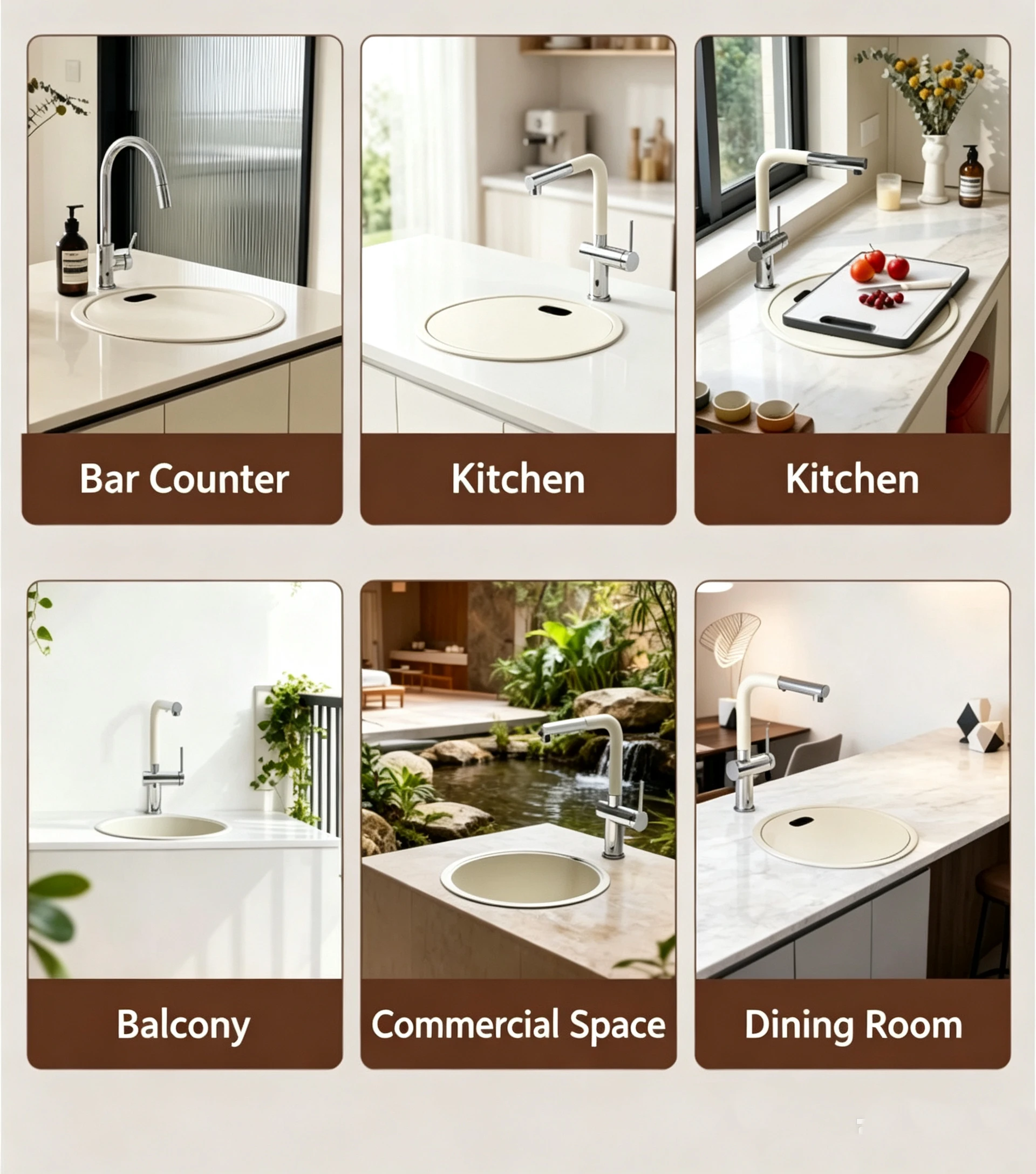 Round Hidden-Cover Bar Sink