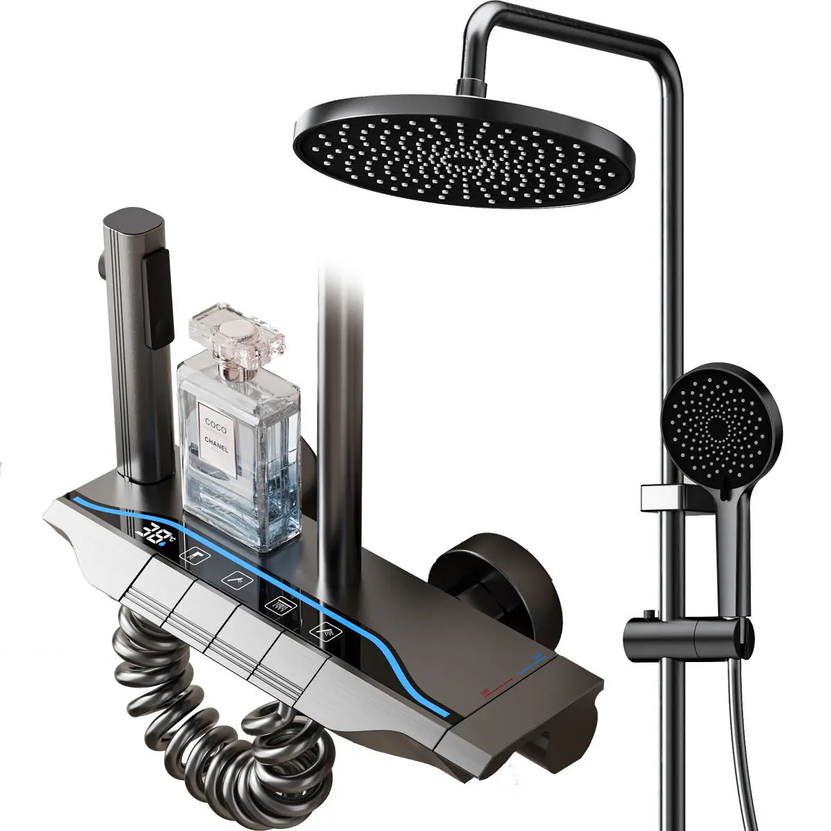 Aluminum Alloy Wall-Mounted Thermostatic Shower System Square