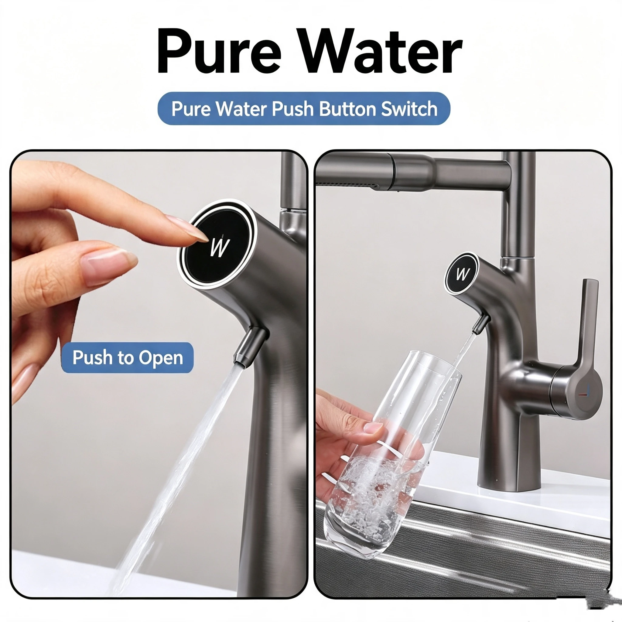 Zinc Alloy Deck-Mounted Pull-Out Kitchen Faucet