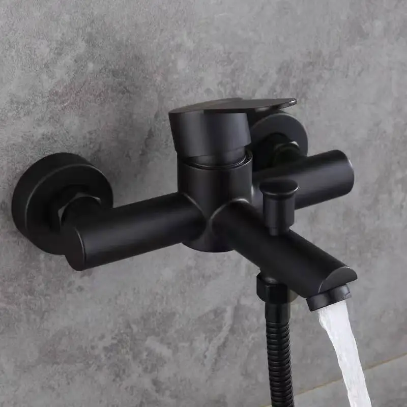 Matte Black Stainless Steel Single-Handle Wall-Mounted Tub Filler