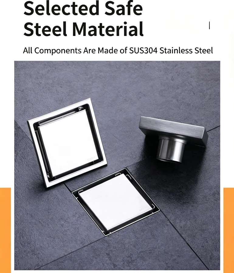 Modern Stainless Steel Square Floor Drain