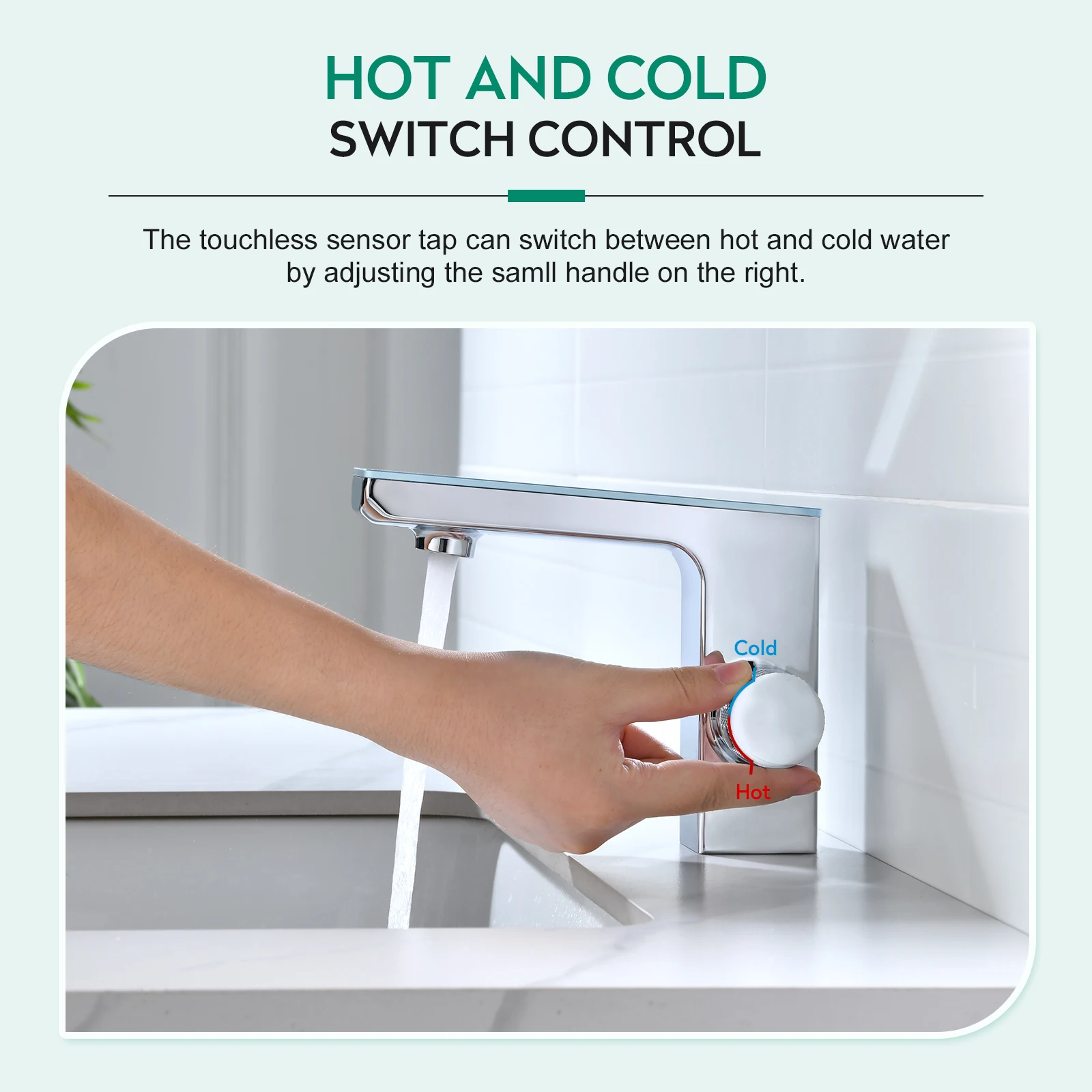 Chrome Zinc Alloy Deck-Mounted Touchless Bathroom Sink Faucet