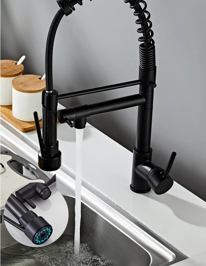 Modern Stainless Steel Deck-Mounted Pull-Down Kitchen Faucet
