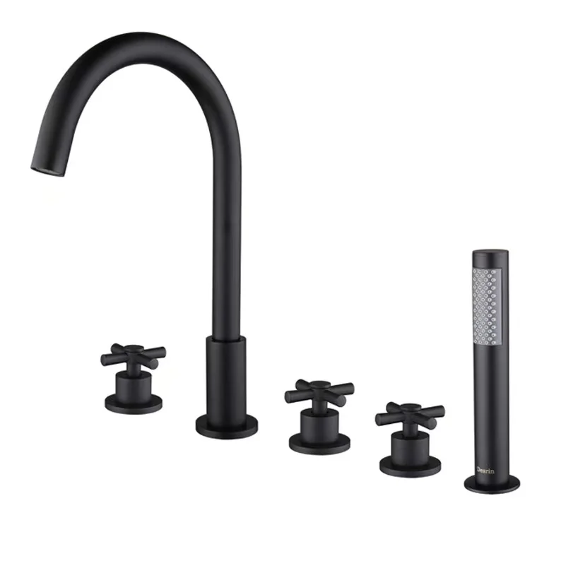Matte Black Brass Freestanding Bathtub Faucet