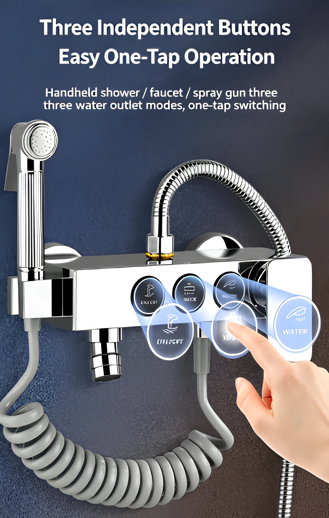 Brass Wall-Mounted Shower System Square