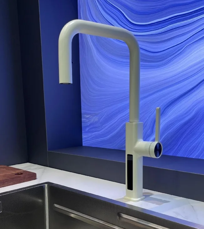 Modern Brass Deck-Mounted Pull-Down Kitchen Faucet