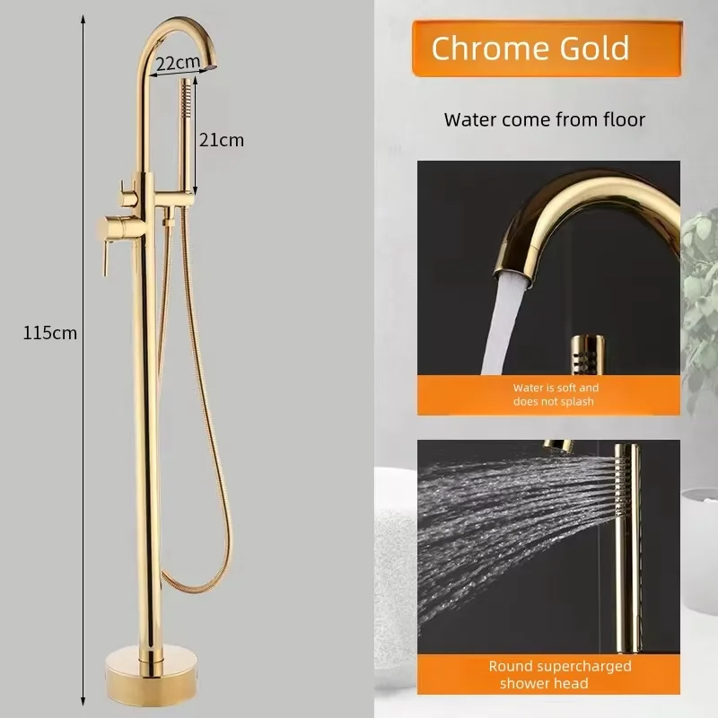 Freestanding High-Arc Tub Filler with Hand Shower