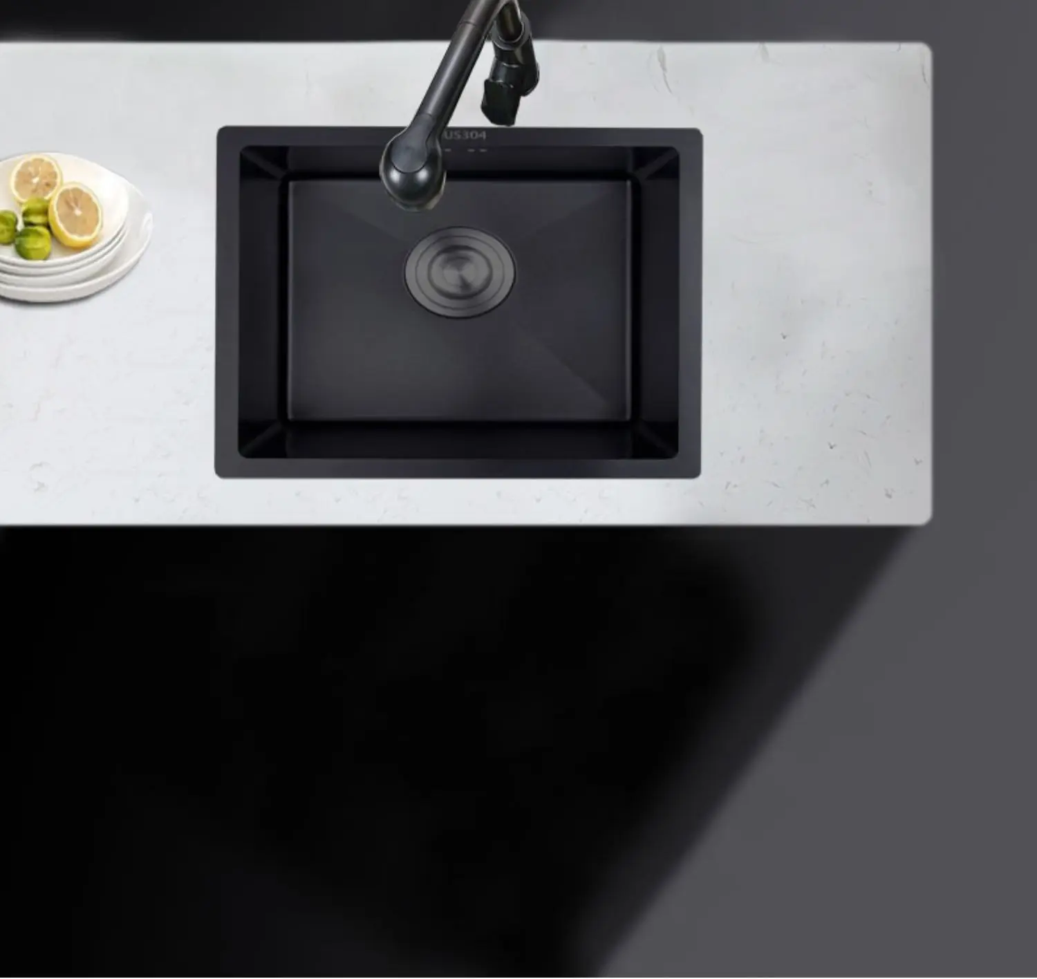 Matte Black Stainless Steel Square Single-Bowl Kitchen Sink