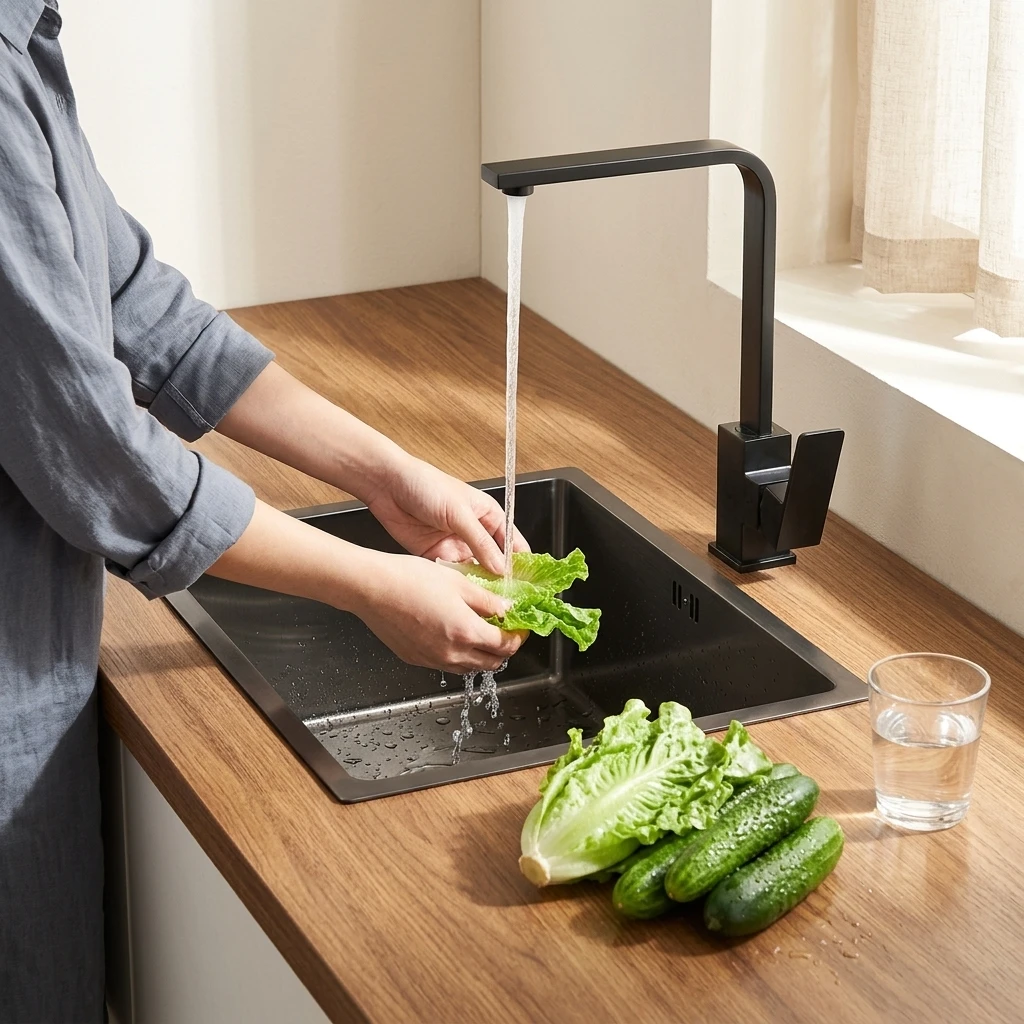 Matte Black Stainless Steel Square Single-Bowl Kitchen Sink