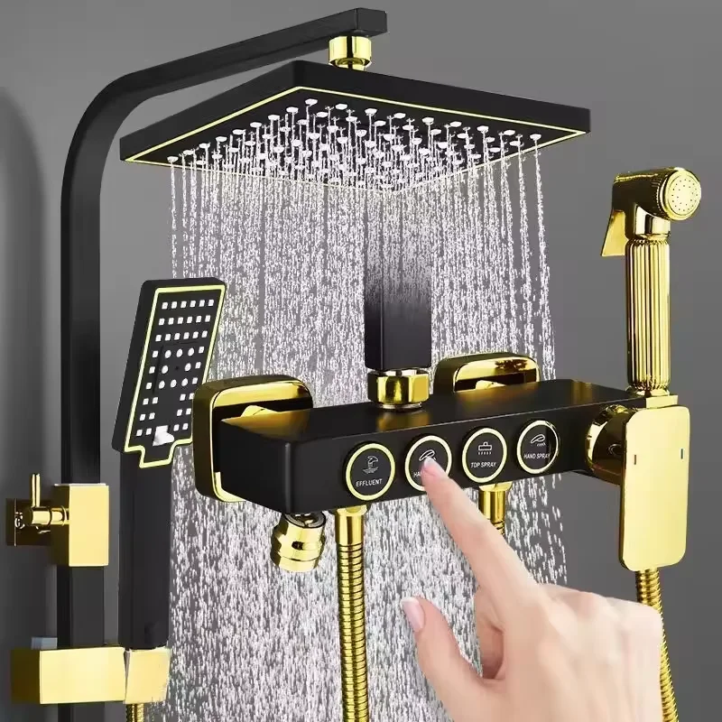 Brass Wall-Mounted Shower System Square