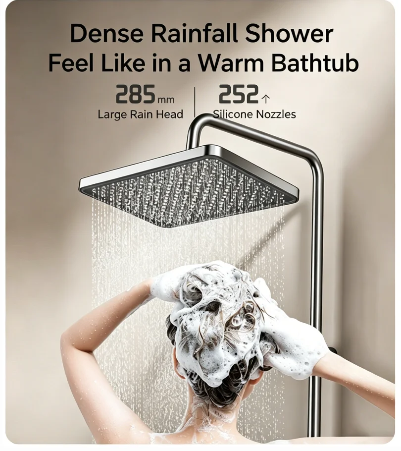 Aluminum Alloy Wall-Mounted Thermostatic Shower System Square