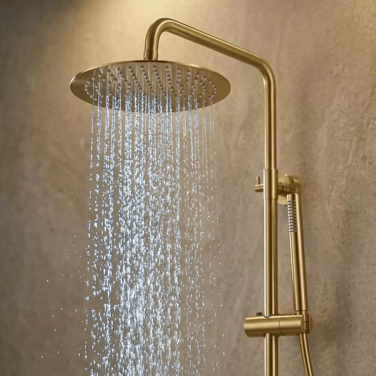 Brushed Gold Wall-Mounted Shower System