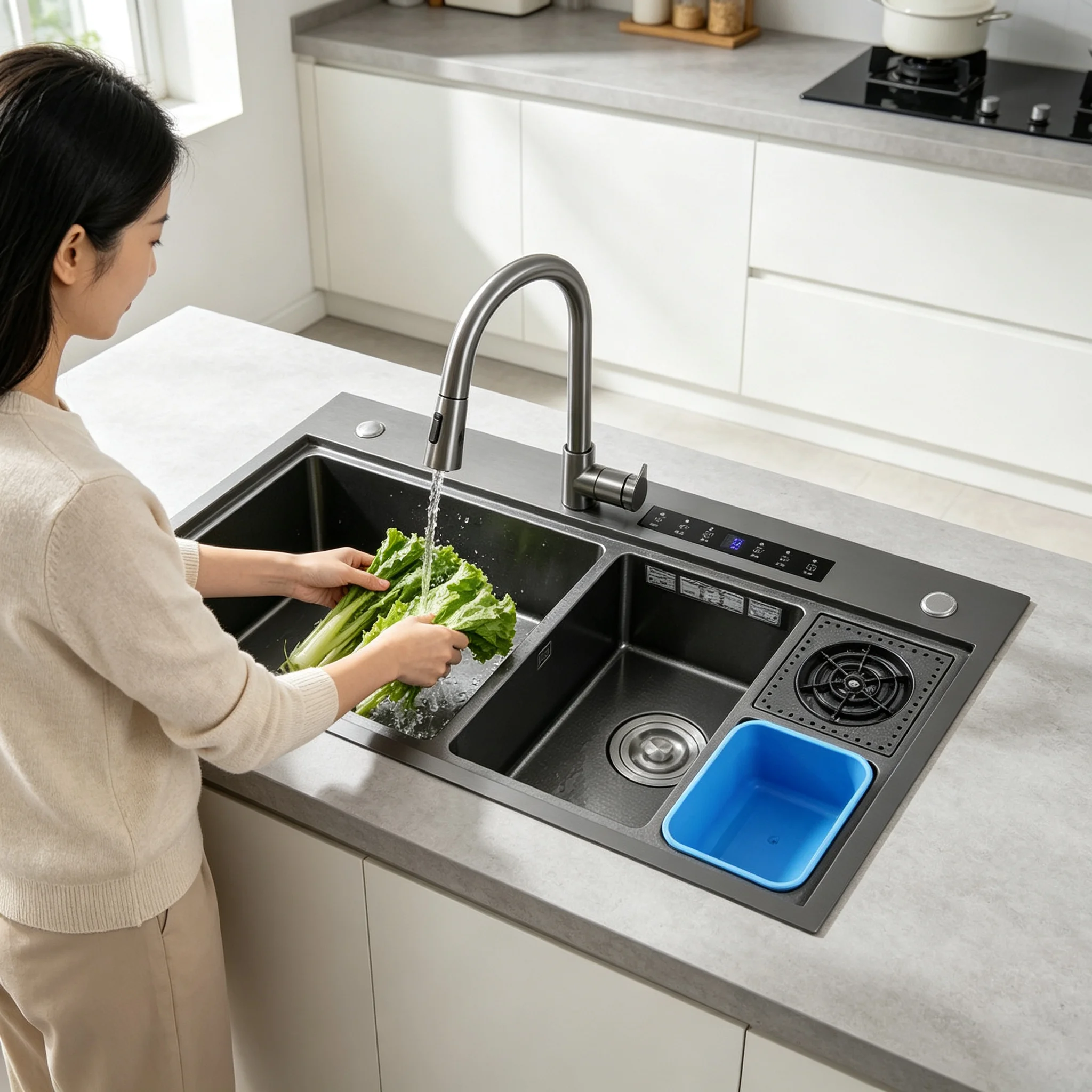 Modern Stainless Steel Undermount Single-Bowl Kitchen Sink Handmade