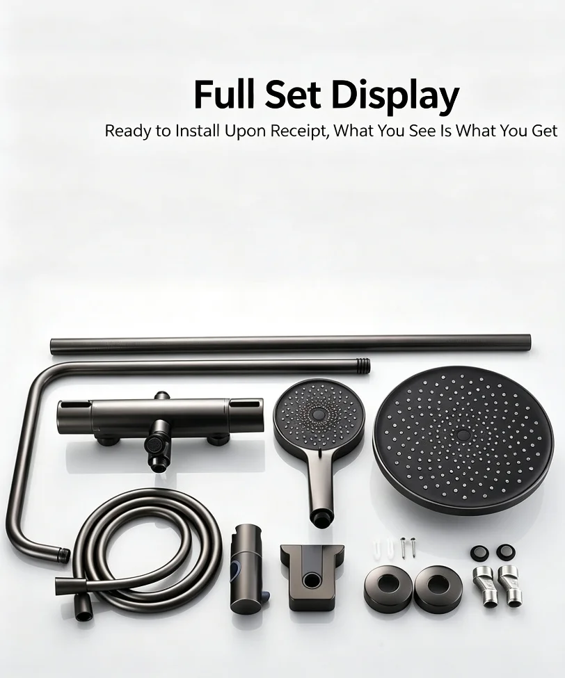 Exposed Round Rain Shower Set with Hand Shower
