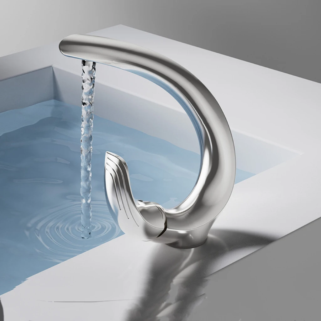 Modern Brass Deck-Mounted Single-Hole Bathroom Sink Faucet Single-Handle