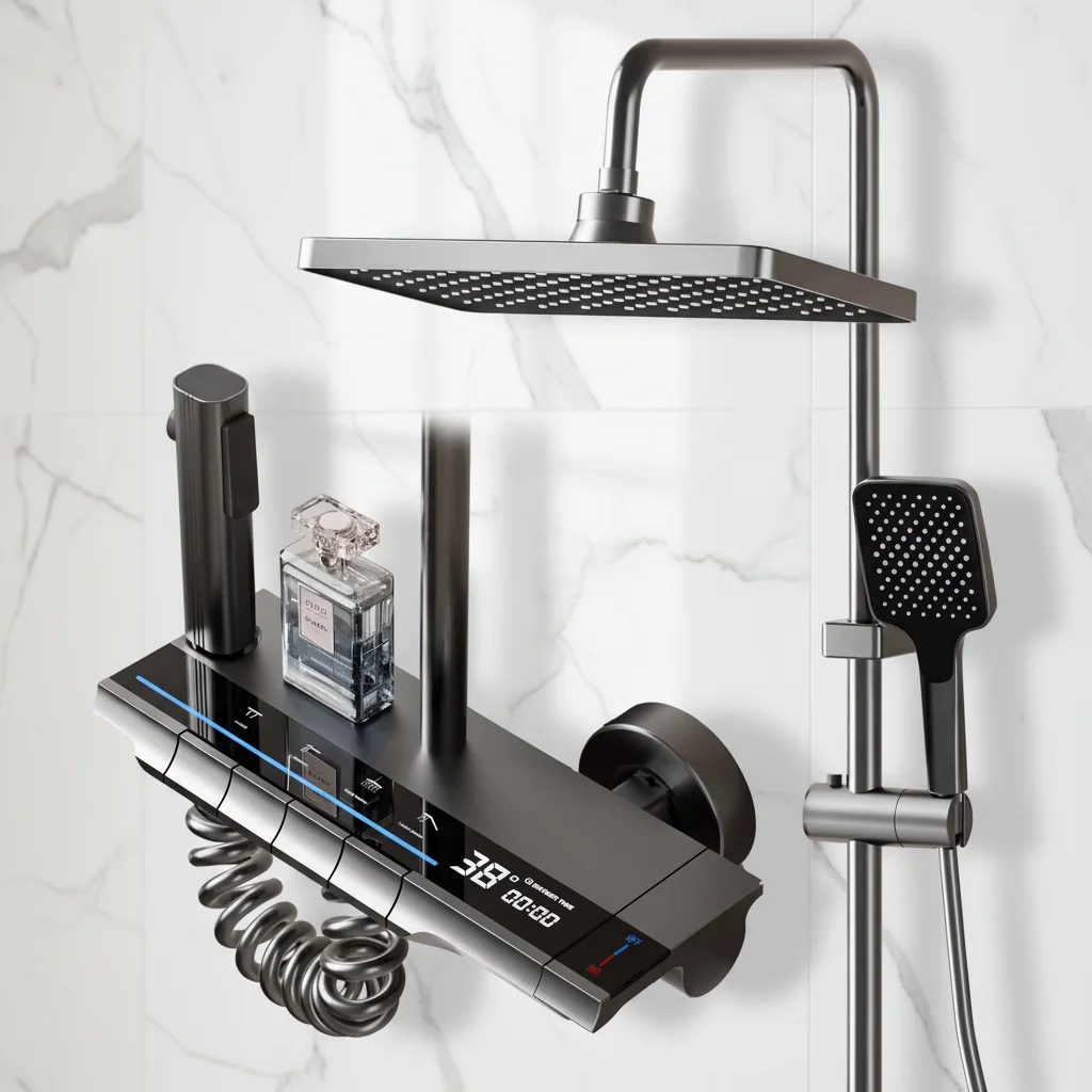 Aluminum Alloy Wall-Mounted Thermostatic Shower System Square