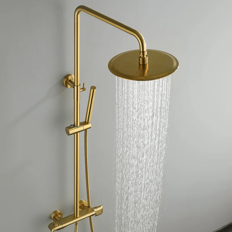 Brushed Gold Wall-Mounted Shower System