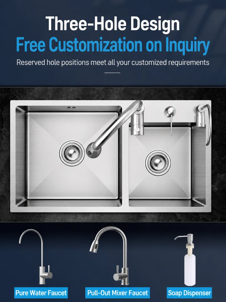 Stainless Steel Undermount Double-Bowl Kitchen Sink Modern