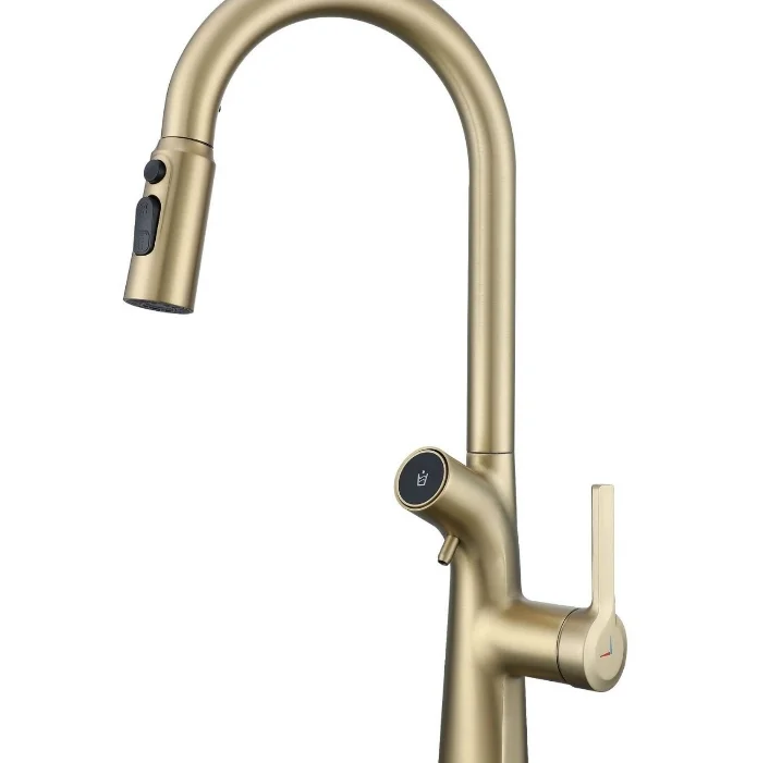 Zinc Alloy Deck-Mounted Pull-Out Kitchen Faucet
