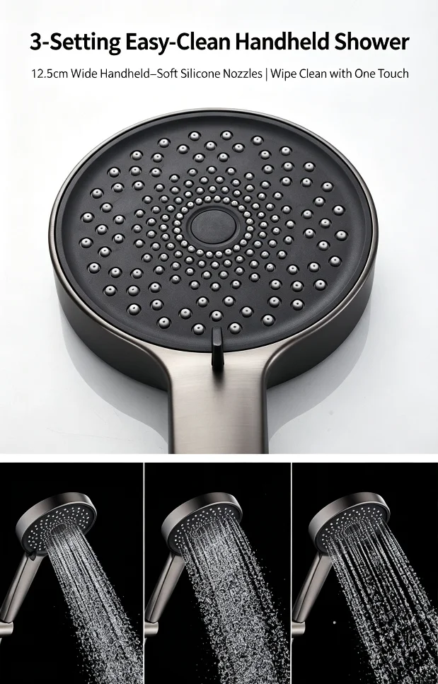Exposed Round Rain Shower Set with Hand Shower