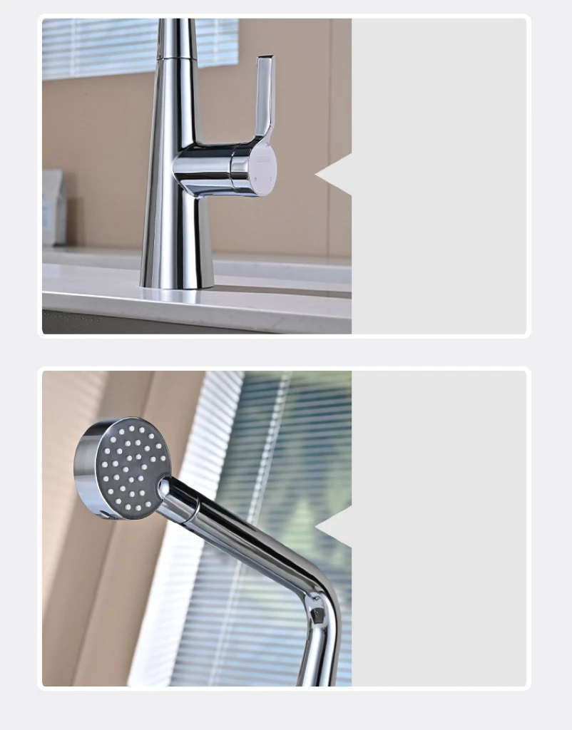 Modern Brass Deck-Mounted Kitchen Faucet Chrome